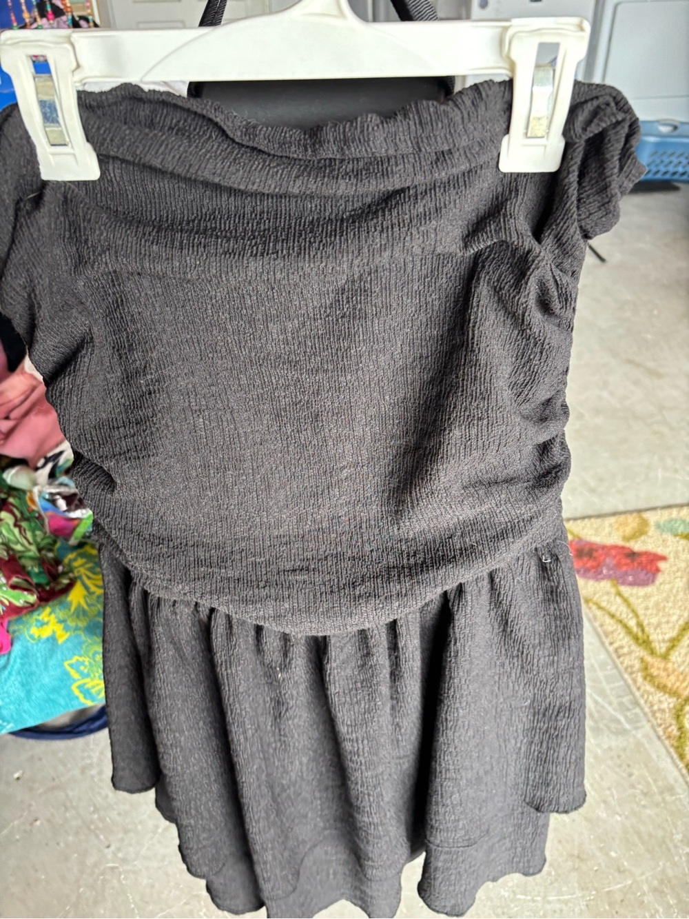Black Textured tube top Skater Dress